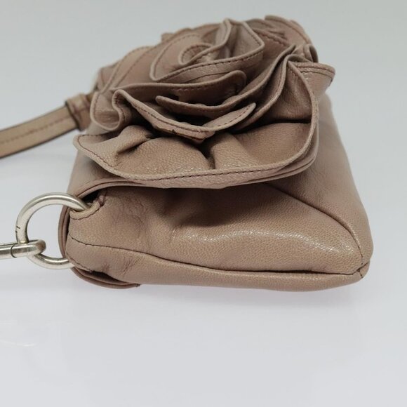 SAINT LAURENT Accessory Pouch Leather Beige Silver Auth - Picture 5 of 16